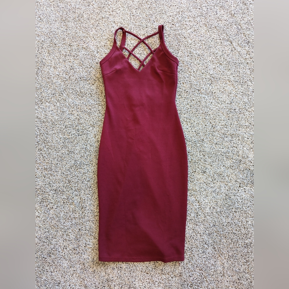 Eclipse Burgundy Bodycon Dress. Size xs